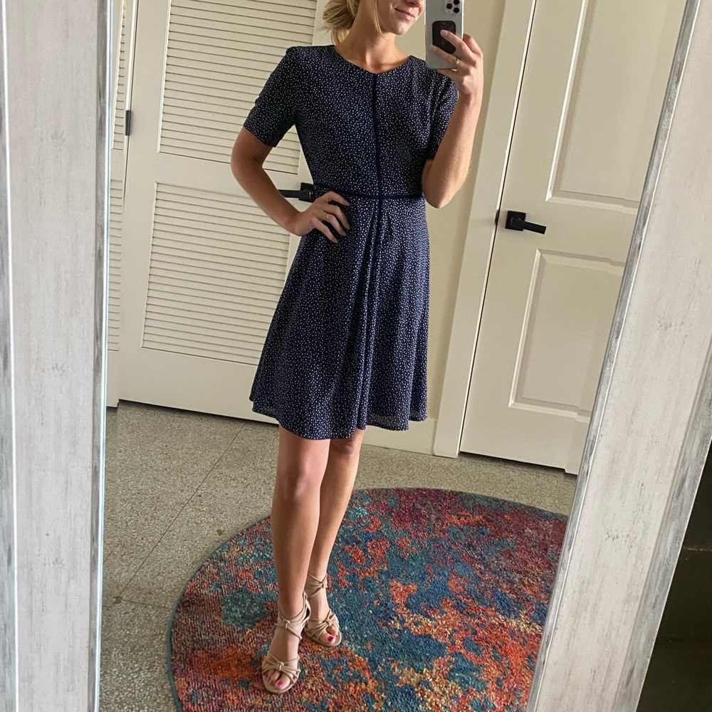 Sleeved subtle polka dot dress